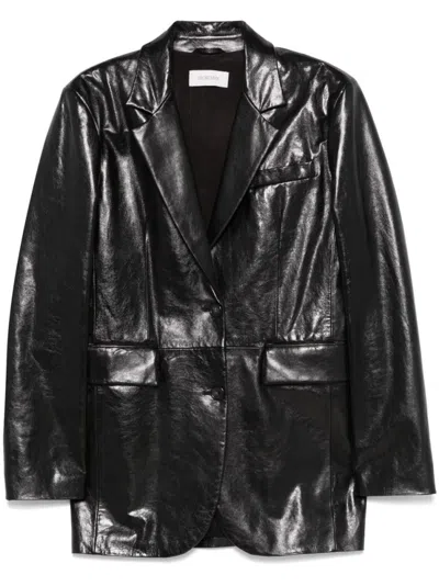Sportmax Tailored Black Jacket With Shiny Finish In Black