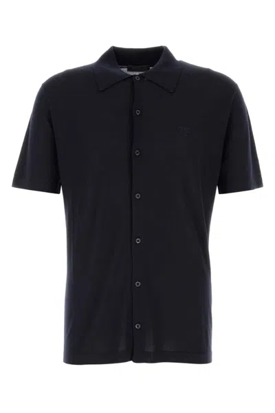 Prada Midnight Blue Wool Shirt In Blue