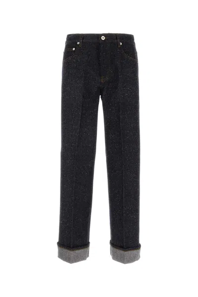 Burberry Straight Leg Rolled Cuff Denim Trousers In Black