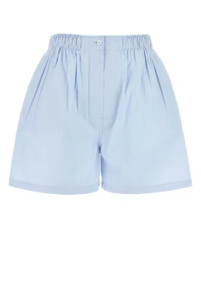 Prada Shorts In Popeline Azzurro Pastello Donna
