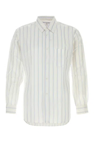 Comme Des Garçons Striped Shirt With Button-down Collar And Pocket In Multi