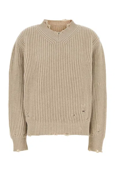 Mm6 Maison Margiela Sand Wool Blend Sweater In Neutral