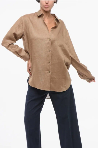 Super Blond Linen Asymmetric Shirt