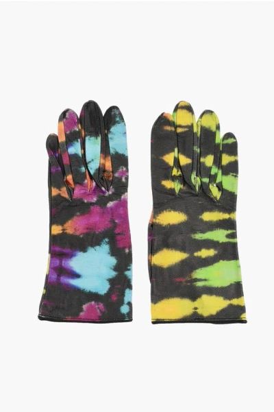 Dsquared2 Tie Dye Effect Leather Gloves