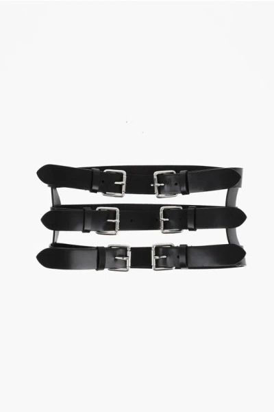 Dsquared2 Leather Corset Belt With Silver-tone Buckles 150mm