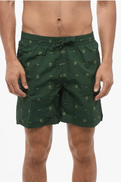 Nike Swim All-over Monogram Nylon 7 Volley Swim Shorts In Green