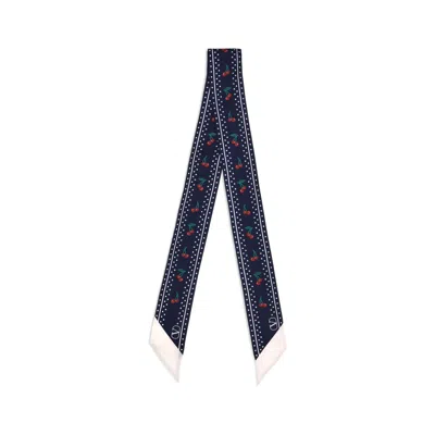 Valentino Animal Motif Rectangular Scarf With Contrast Border