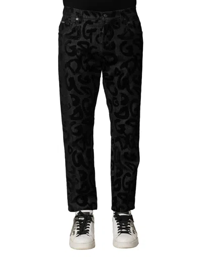 Dolce & Gabbana Logo-plaque Cotton Straight Trousers