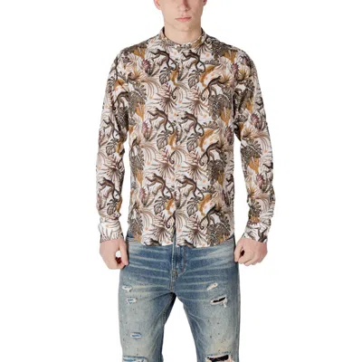 Gianni Lupo Monkey Business Long Sleeve Shirt In Multicolor In Brown