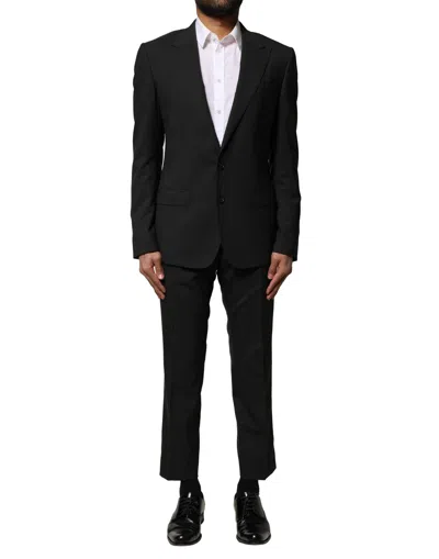 Dolce & Gabbana Black Wool 2 Piece Single Breasted Suit In Black