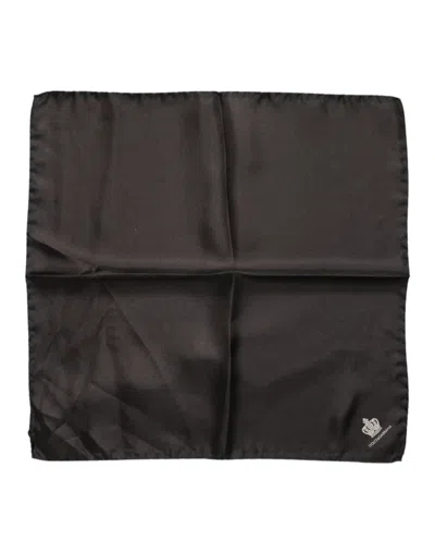 Dolce & Gabbana Brown Dg Crown Silk Square Men Foulard Scarf