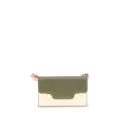 Marni Trunkaroo Embellished Color-block Leather Shoulder Bag In Green