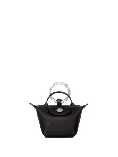Longchamp 'le Pliage Xtra' Black Keyring With Logo Lettering