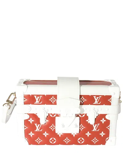 Pre-owned Louis Vuitton Brown, White Embossed Lambskin Petite Malle (authentic Pre-  Loved)