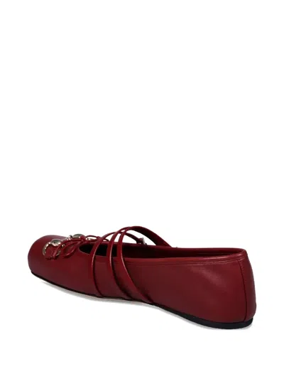 Gucci Ballet Flats In Rosso Ancora With Horsebit In Burgundy