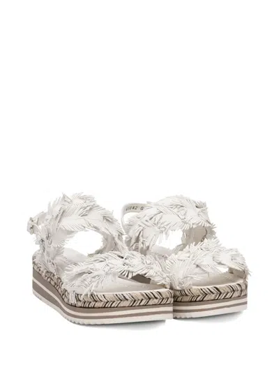 Toni Pons Fringed Platform Sandals In White