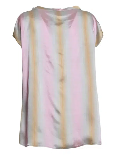 Aspesi Stripe-print Short-sleeves Top In Gray