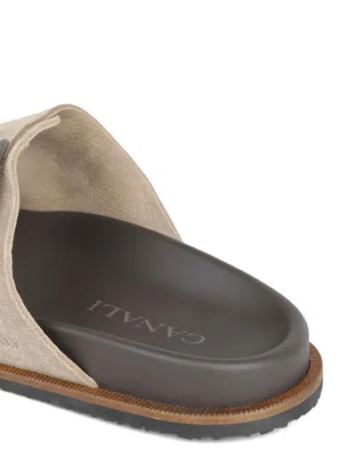 Canali Double-buckle Suede Sandals In Pink