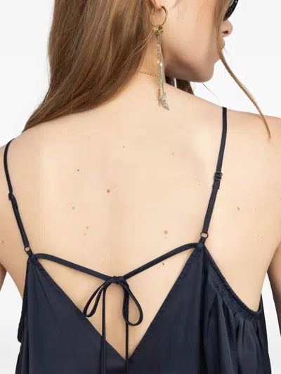 Zadig & Voltaire Cym Pleated Satin Camisole In Blue