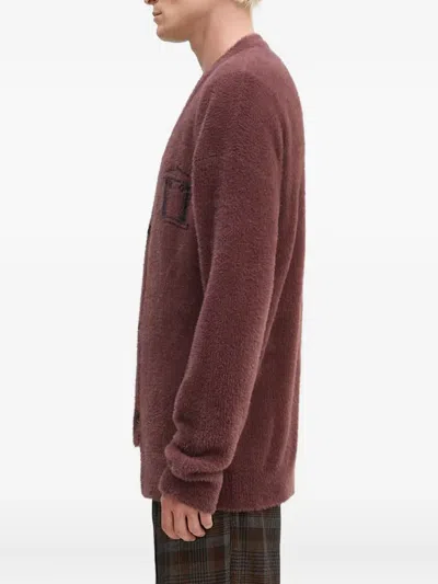 Aries Chenille-knit Cardigan In Red