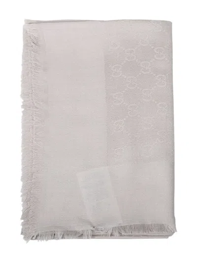 Gucci Gg Pattern Fringed Scarf In Neutral