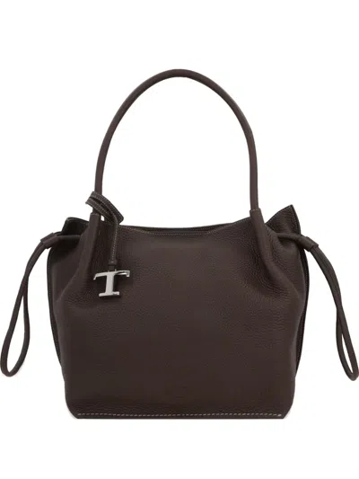 Tod's Medium Leather Bucket Bag Drawstring In Brown