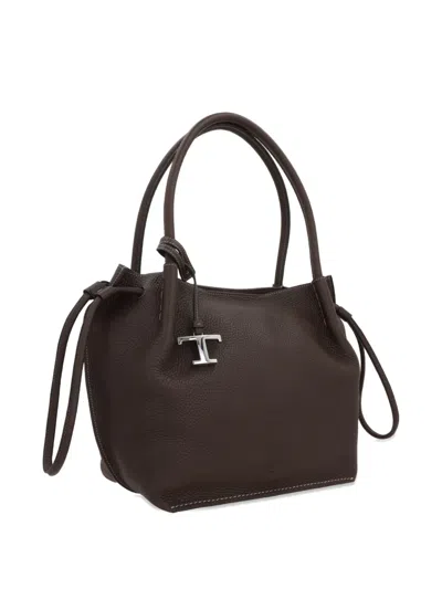 Tod's Medium Leather Bucket Bag Drawstring In Brown