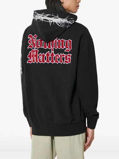 Aries Embroidered Skeleton-print Hoodie In Black