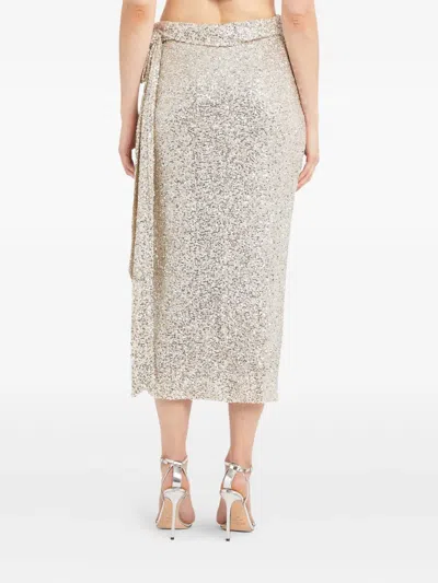 Never Fully Dressed Sequin Wrap Asymmetric Skirt In White