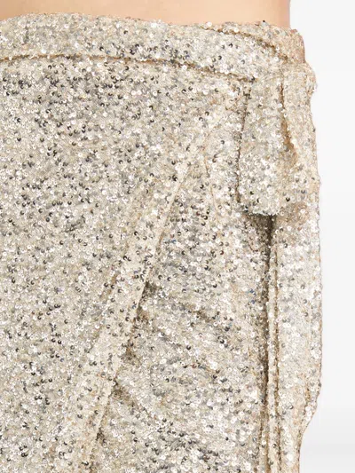 Never Fully Dressed Sequin Wrap Asymmetric Skirt In White
