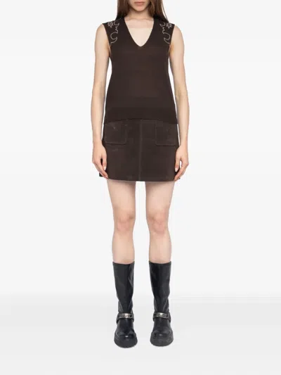 Zadig & Voltaire Embellished Sleeveless Top In Brown