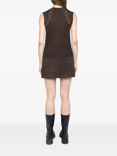 Zadig & Voltaire Embellished Sleeveless Top In Brown