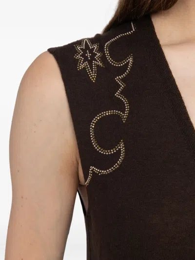 Zadig & Voltaire Embellished Sleeveless Top In Brown