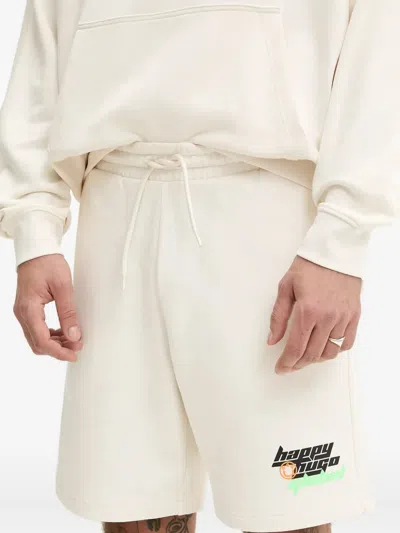 Hugo Boss Logo-print Track Shorts In Neutral