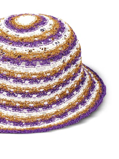 Eres Day Striped Crochet-knit Bucket Hat In Purple