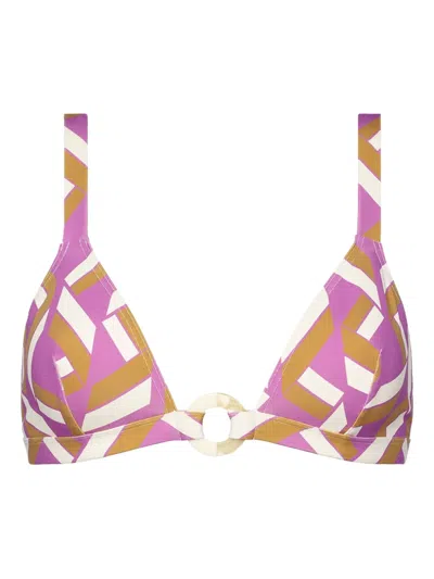 Eres Must Embellished Printed Triangle Bikini Top In Pink