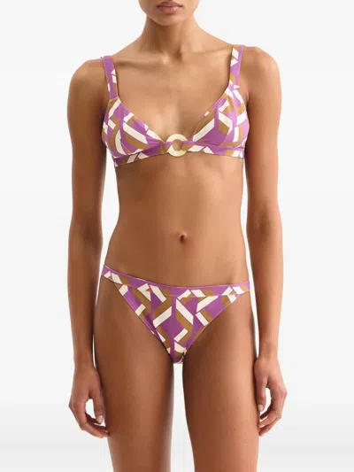 Eres Must Embellished Printed Triangle Bikini Top In Pink