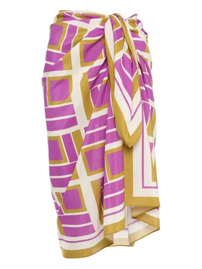 Eres Vibration Geometric-print Beach Wrap Skirt In Pink