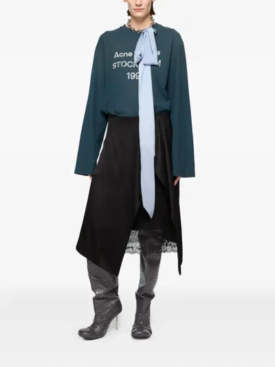 Acne Studios Ruffled Lace-trim Midi Skirt