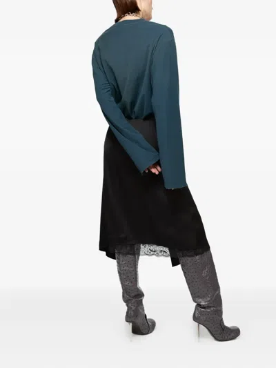 Acne Studios Ruffled Lace-trim Midi Skirt