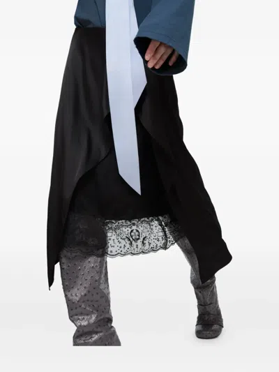 Acne Studios Ruffled Lace-trim Midi Skirt