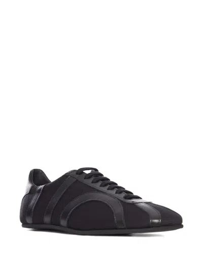 Totême Leather-panel Recycled-cotton Sneakers In Black