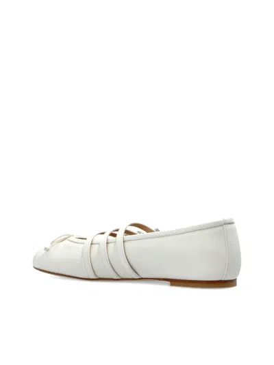 Stuart Weitzman Celeste Buckle-embellished Ballet Flats In White