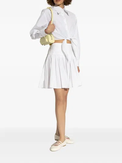 Stuart Weitzman Celeste Buckle-embellished Ballet Flats In White
