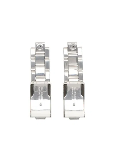 Balenciaga 24/7 Bb Logo Earrings In Silver