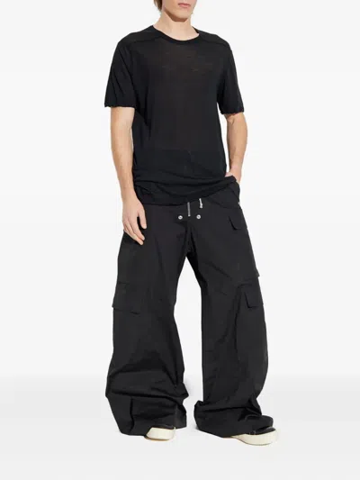 Rick Owens Semi-sheer Round Neck T-shirt In Black