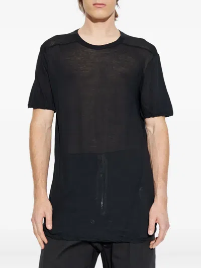 Rick Owens Semi-sheer Round Neck T-shirt In Black