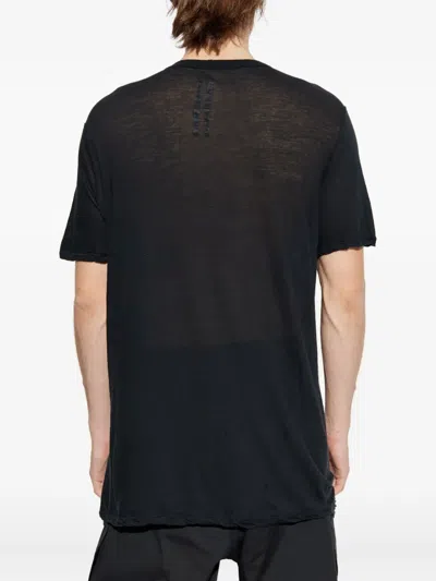 Rick Owens Semi-sheer Round Neck T-shirt In Black