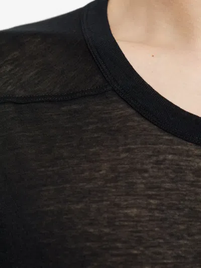 Rick Owens Semi-sheer Round Neck T-shirt In Black
