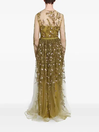 Giambattista Valli Embroidered Tulle Long Dress In Green